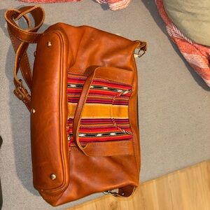 Nena & Co. Medium Tote Leather Textile Purse With Crossbody Strap